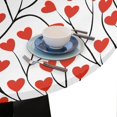 thumbnail image 6 of Round Tablecloth with Elastic Edged Valentine''s Love Hearts Tree Fitted Table Cover Wipeable for Tables up to 40-44 inch Diameter, 6 of 6