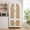 White, variant on DTTRA 71" Tall Arched Rattan Pantry Cabinet with Adjustable Shelves & Door Racks, Oak