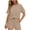 Beige, variant on Women's Washed French Terry 2-Piece Outfit, Short Sleeve Sweatshirt & Drawstring Shorts Set, Soft Casual Loungewear Summer