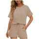 thumbnail image 1 of TaTaai Women's Short Sleeve Top and Shorts Set Round Neck Design Elastic Waist Shorts with Pockets Solid Color Casual Two Piece for Summer Daily Activities Gift, 1 of 6