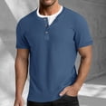 thumbnail image 2 of GEWSEY Mens Short Sleeve Shirts Casual Cotton Summer Slim Fit Waffle T-Shirts (Blue, L), 2 of 7
