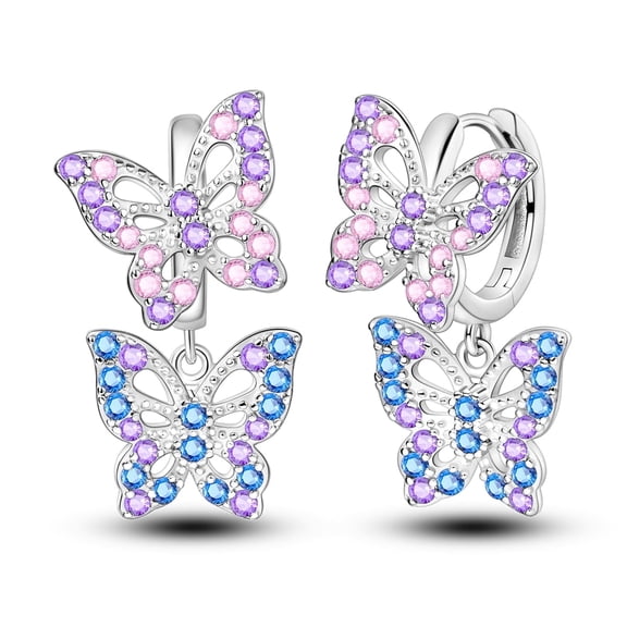 MULA Original Shining Butterfly 925 Sterling Silver Hoop Earrings AAA CZ for Women Jewelry Gift