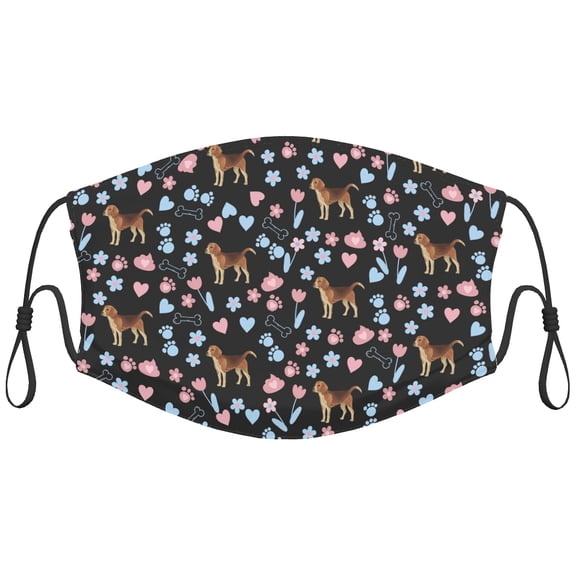 Cute Harrier Dog Graphic Printed Cloth Face Masks Reusable Washable Adjustable for Adults (10 PCS)