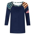 thumbnail image 4 of Avrnliq Womens Navy Patriotic Raglan Top, 3/4 Sleeve Crew Neck Stars and Stripes Americana Casual Stretch Shirt,Size M, 4 of 4