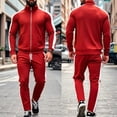 thumbnail image 5 of Delconic Mens Two Piece Athletic Tracksuit Set Zip Front Long Sleeve Track Jacket and Tapered Jogger Pants Casual Sportwear Red M, 5 of 5