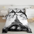 thumbnail image 2 of Homewish Paris Architecture Bedding Comforter Set,Eiffel Tower Twin Comforter Sets,White Gray Bedding Set For Girls Kids,Microfiber Bedroom Decor Reversible,2pcs, 2 of 8