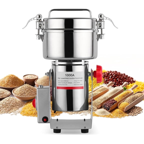 Electric Grain Mill, 1000g Stainless Steel Mill, 3000W High Speed Commercial Grinder Machine, Pulverizer Spice Herb Grinder for Dry Grains Cereals Coffee Corn Pepper, Swing Type