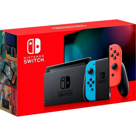 New Nintendo Switch Neon Red/Blue Joy-Con Improved Battery Life Console Bundle with Animal Crossing: New Horizons NS Game Disc - 2020 Best Game!