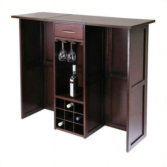 Pemberly Row Expandable Counter Home Wine Home Bar in Antique Walnut