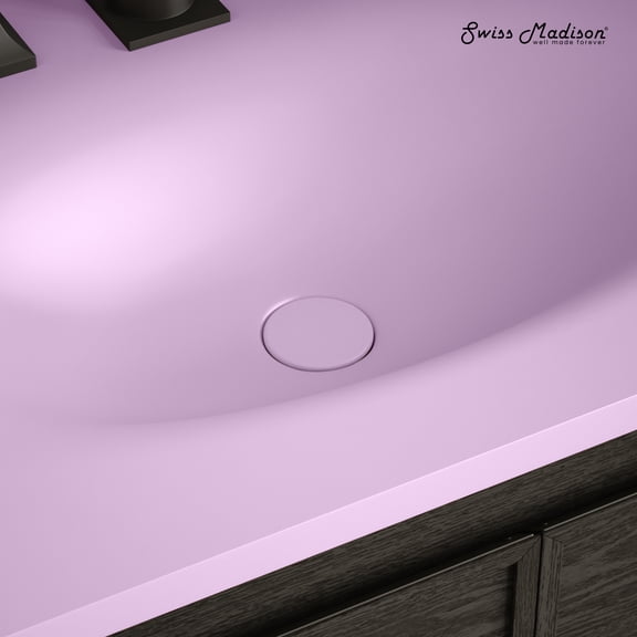 Lisse Concrete Bathroom Sink Non-Overflow Pop Up Drain in Matte Lavender
