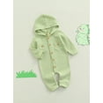 thumbnail image 3 of Kiapeise Newborn Baby Girl Boy Hooded Romper Long Sleeve Waffle Knitted Jumpsuit Outfits for Infant Kids, 3 of 9