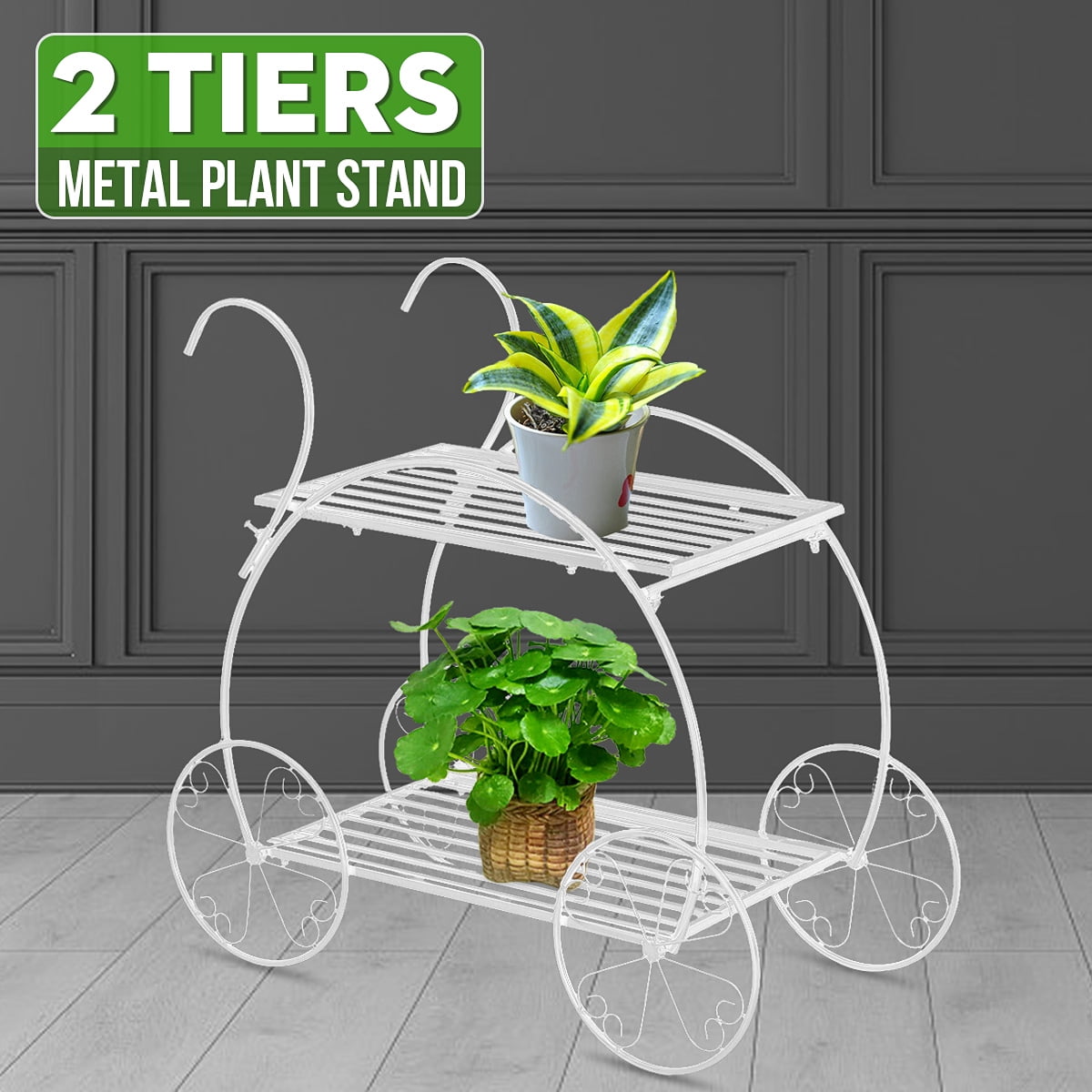 Indoor Outdoor Plant Stand, Cart Shape Metal Potted Plant Holder, Rustproof Iron Art Flower Pot Holder, Decorative Plant Holder for Home, Garden, Patio, Housewarming Indoor Outdoor Plant Stand, Cart Shape Metal Potted Plant Holder, Rustproof Iron Art Flower Pot Holder, Decorative Plant Holder for Home, Garden, Patio, Housewarming