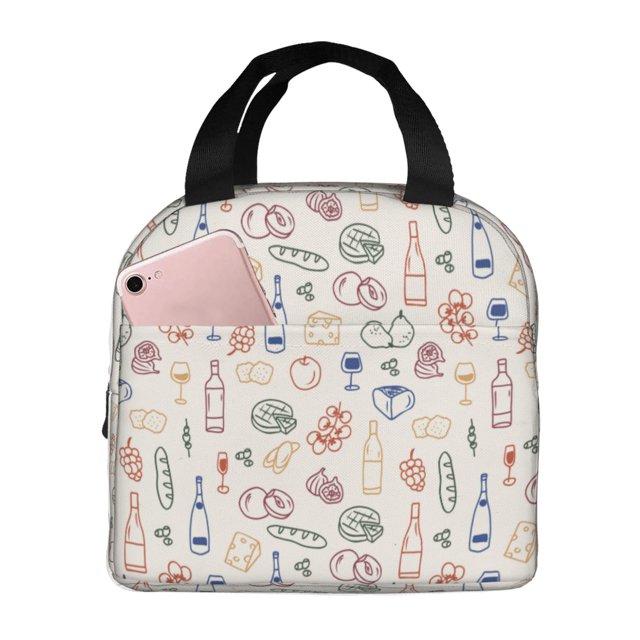 Balery Doodle Wine Bolsa de Almuerzo Aislada – Caja de Almuerzo con Papel de Aluminio Grueso, Mantiene la Comida Fresca por 4 Horas