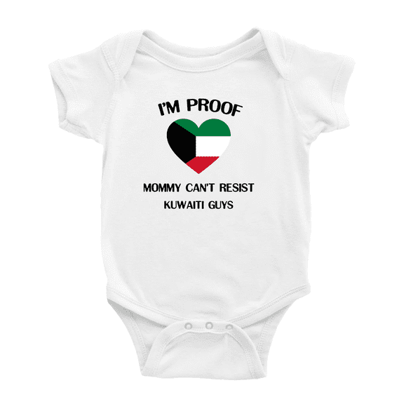 I'm Proof Mommy Can't Resist Kuwaiti Guys Cute Baby Romper Bodysuit For Boy Girl (White, 6-12 Months)