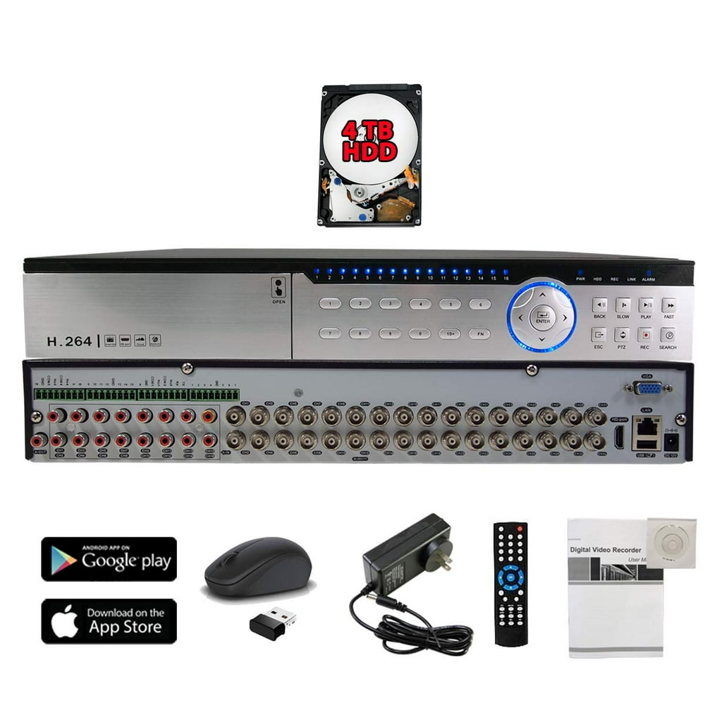 Evertech 32 Channel DVR with Hard Drive 4TB H.264 Digital Video ...