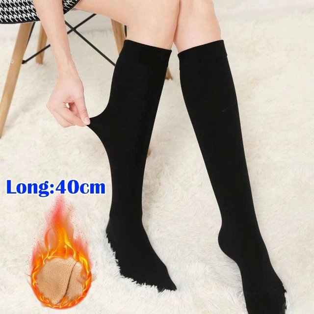 Medias de terciopelo grueso para mujer, calcetines largos de felpa, suaves, hasta el muslo, por encima de la rodilla, medias de compresión, Lolita, in