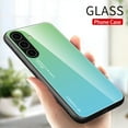 thumbnail image 2 of Dteck Case for Samsung Galaxy A25 5G,Tempered Glass Pattern Back Cover +TPU Frame Hybrid Shell Slim Case,Green, 2 of 8