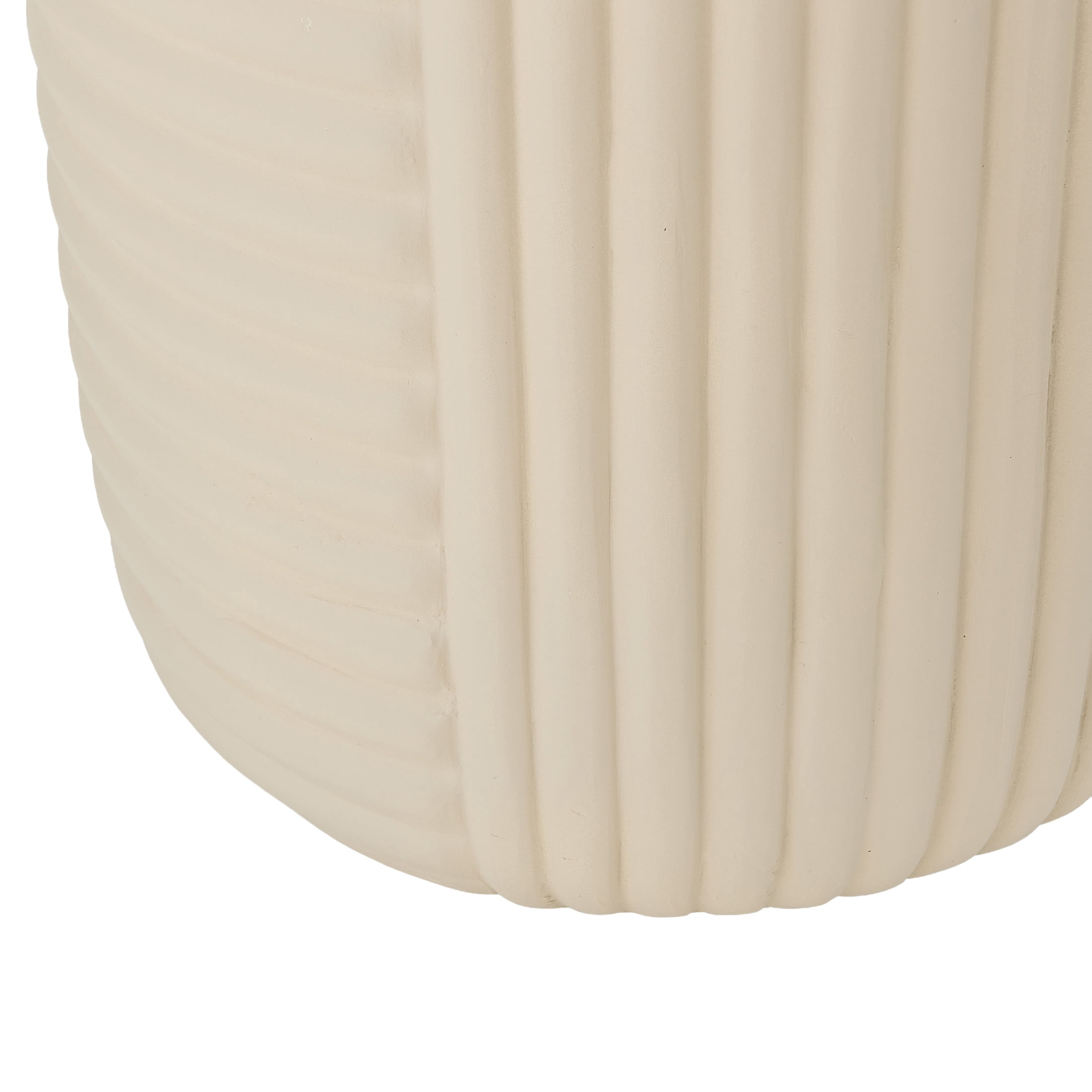 Christopher Knight Home Outdoor Lightweight Concrete Side Table, Handcrafted Ribbed, Creamy Beige