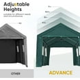 thumbnail image 3 of ADVANCE OUTDOOR 12x20 ft Heavy Duty Carport with Roll-up Ventilated Windows & Removable Sidewalls Car Canopy Garage Boat Shelter Party Tent, Adjustable Peak Height from 9.5ft to 11ft, Green, 3 of 11