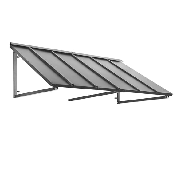 Awntech 6.67 Ft Houstonian Standing Seam Metal Fixed Awning Canopy (80in x 24in x 36in), Pewter