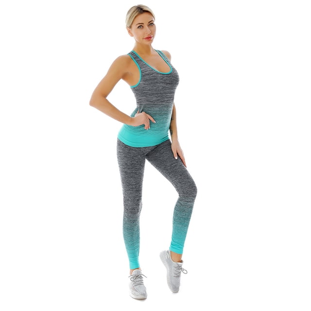 Ropa deportiva para mujer, conjunto de gimnasio, ropa deportiva para correr, leggings de entrenamiento para mujer, conjunto de yoga, top y leggings elásticos.