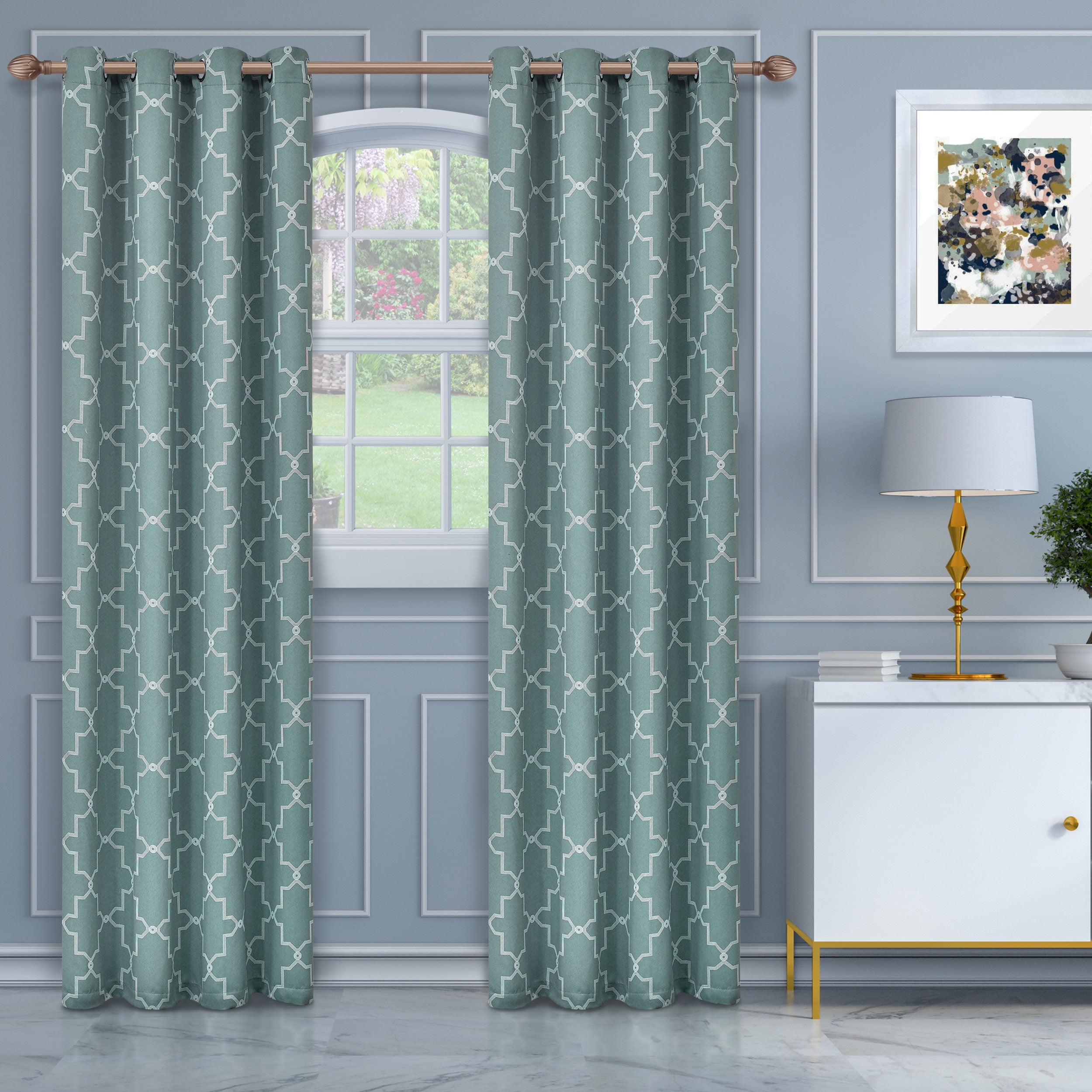 Superior Soft Quality Woven Imperial Trellis Blackout Thermal Superior Soft Quality Woven Imperial Trellis Blackout Thermal Grommet Curtain Panel Pair Com
