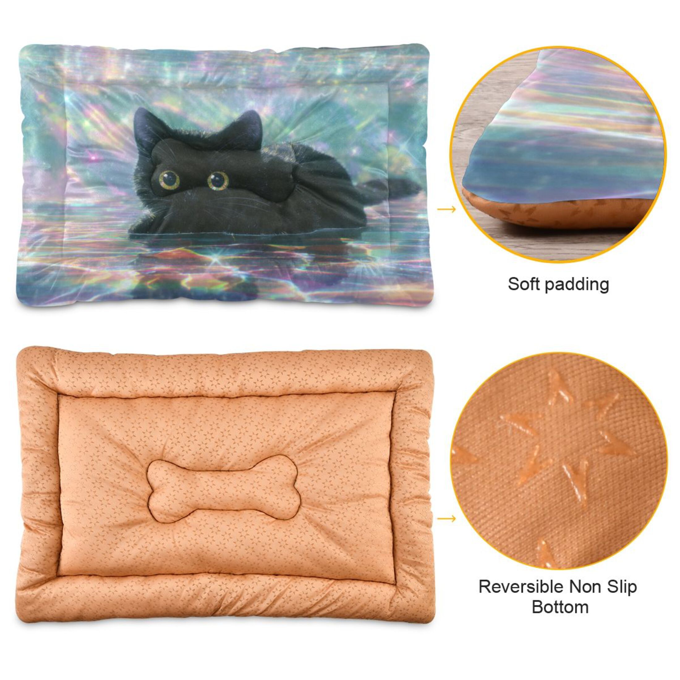 Cozy Mat Pet Bed Indoor Outdoor Warm Soft For Cat Dog Puppy(S/M) Black Cat in The Pool