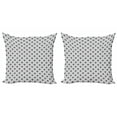 thumbnail image 1 of Floral Throw Pillow Cushion Cover Pack of 2, Rhythmic Grid Motifs Style Background with Symmetrical Dots Roses, Zippered Double-Side Digital Print, 4 Sizes, Grey Charcoal Grey, by Ambesonne, 1 of 2