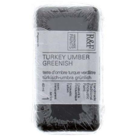 UPC: 0836943000674 | R&F Handmade Paints Encaustic Paint Cake  40ml  Turkey Umber Greenish