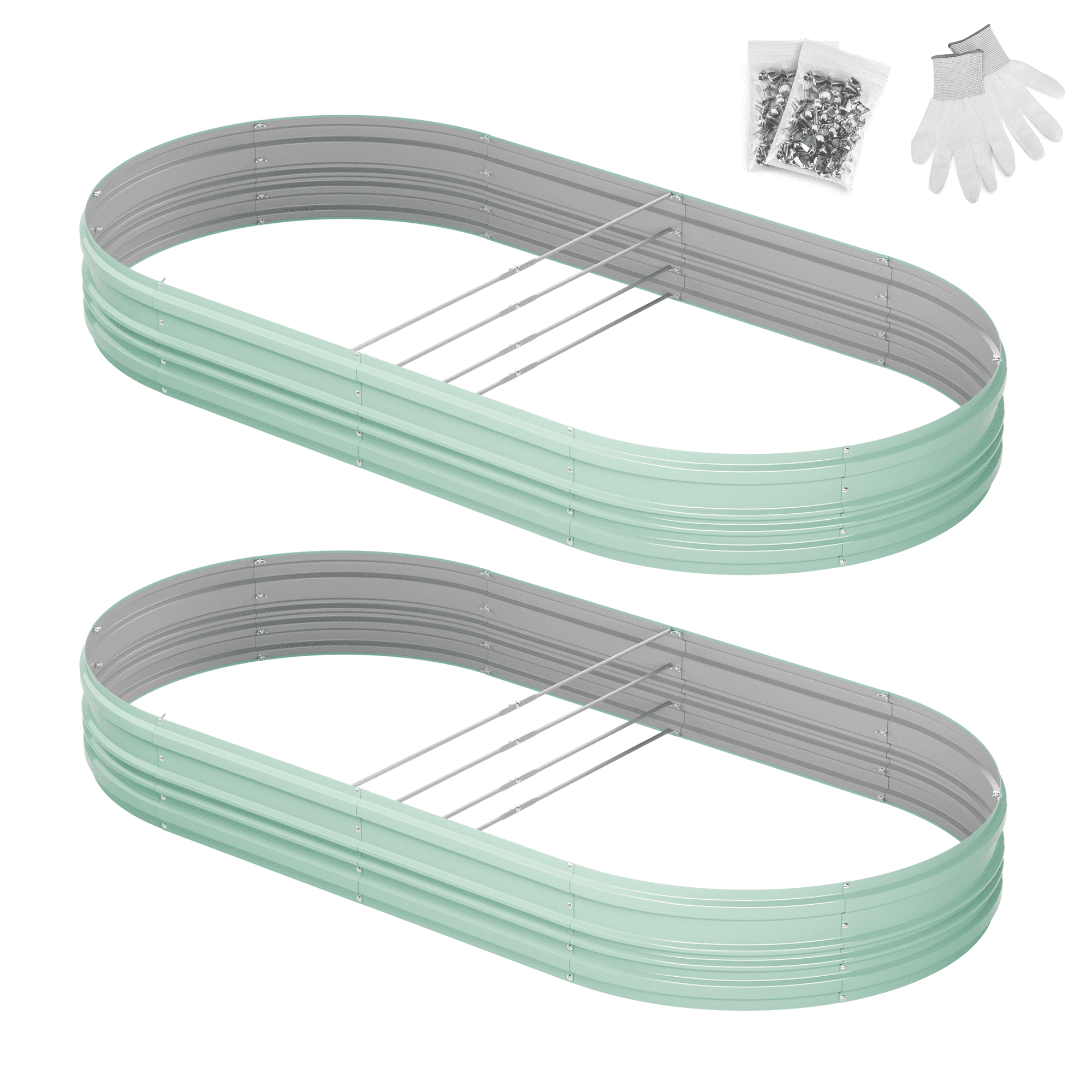 WORKPRO 2PK 8x4x1ft Outdoor Galvanized Raised Garden Bed Kit-Light Green