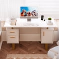 thumbnail image 7 of Furnibear Computer Desk with Drawers, Storage Cabinet with Built-in Outlets, USB Ports for Home Office, White, 7 of 7