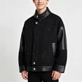 thumbnail image 7 of MexChoioe Boys and Girls Stand Collar Patchwork Jacket Long Sleeve Button Zipper Closure Outerwear Fall Winter Soft Stylish Daily Outdoor Coat for Kids, 7 of 7