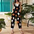 thumbnail image 2 of Women’s Halloween Pumpkin Print Jumpsuits, Loose‑Fit Lightweight Casual Overalls Rompers, 2 of 4