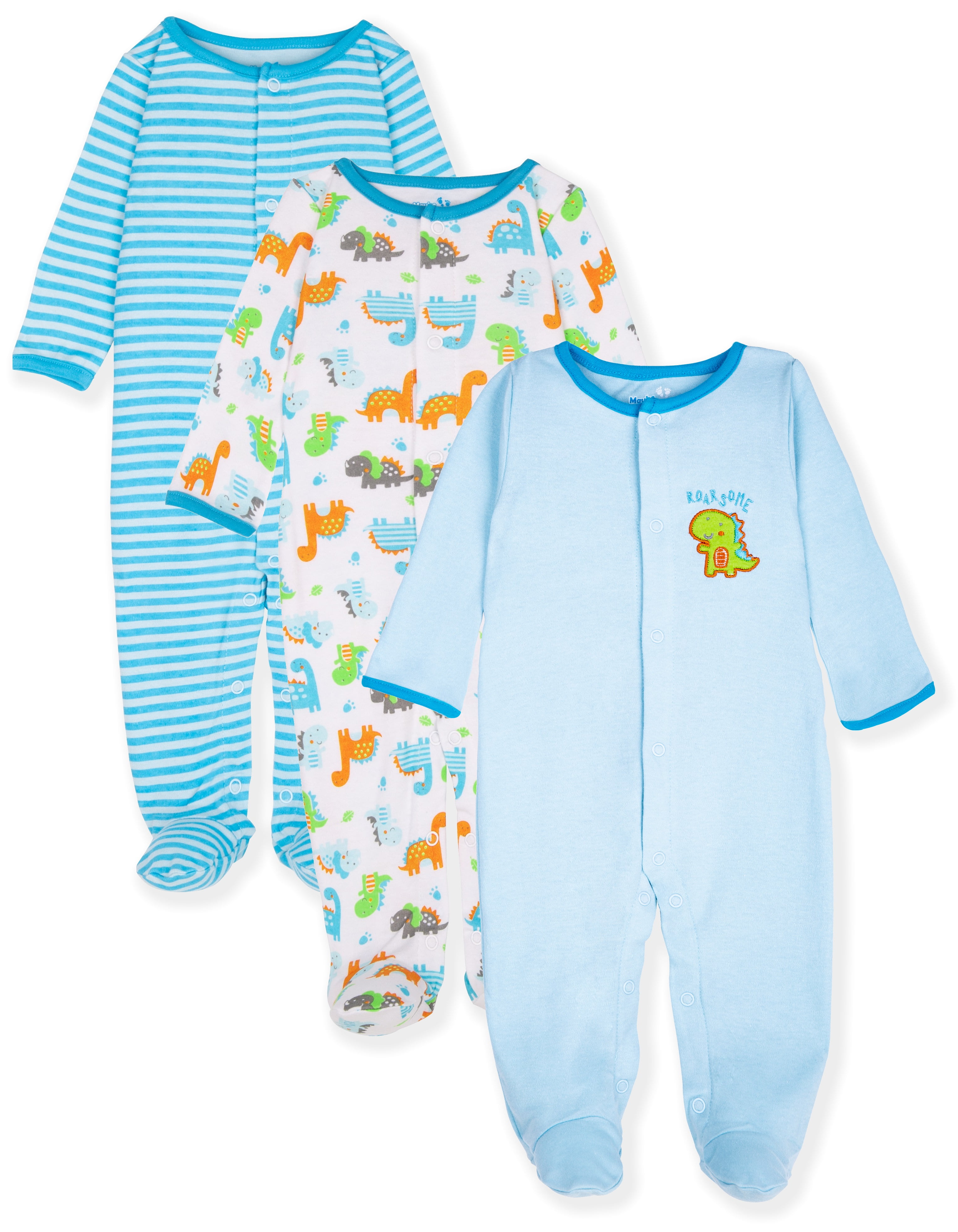 Maybe Baby Kids Infant Boys' and Girls' 3 Pack Cotton Snap Sleep & Play