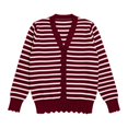 thumbnail image 6 of Lixiuxyad ‌Women's V-Neck Striped Knit Cardigan Long Sleeve Button-Front Summer Knit Tops,Red, 6 of 6