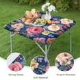 thumbnail image 4 of Pioneer Flower Floral Print Pattern Square Fitted Tablecloth with Elastic Edge,Square Table Cover,Washable Elastic Table Cover for Home Kitchen Party Decor 34"x34", 4 of 6