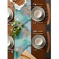 thumbnail image 3 of Table Runner 72 Inches Long for Kitchen Dining, Teal Marble Dresser Scarf Farmhouse, Dining Table Decorations for Wedding/Parties, Abstract Art Modern Geometric Golden 18 x 72 In, 3 of 9