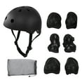 thumbnail image 1 of 7 unids/set casco de seguridad para niños conjuntos de rodilleras y coderas equipo de protección transpirable para montar en patinaje negro, 1 of 14
