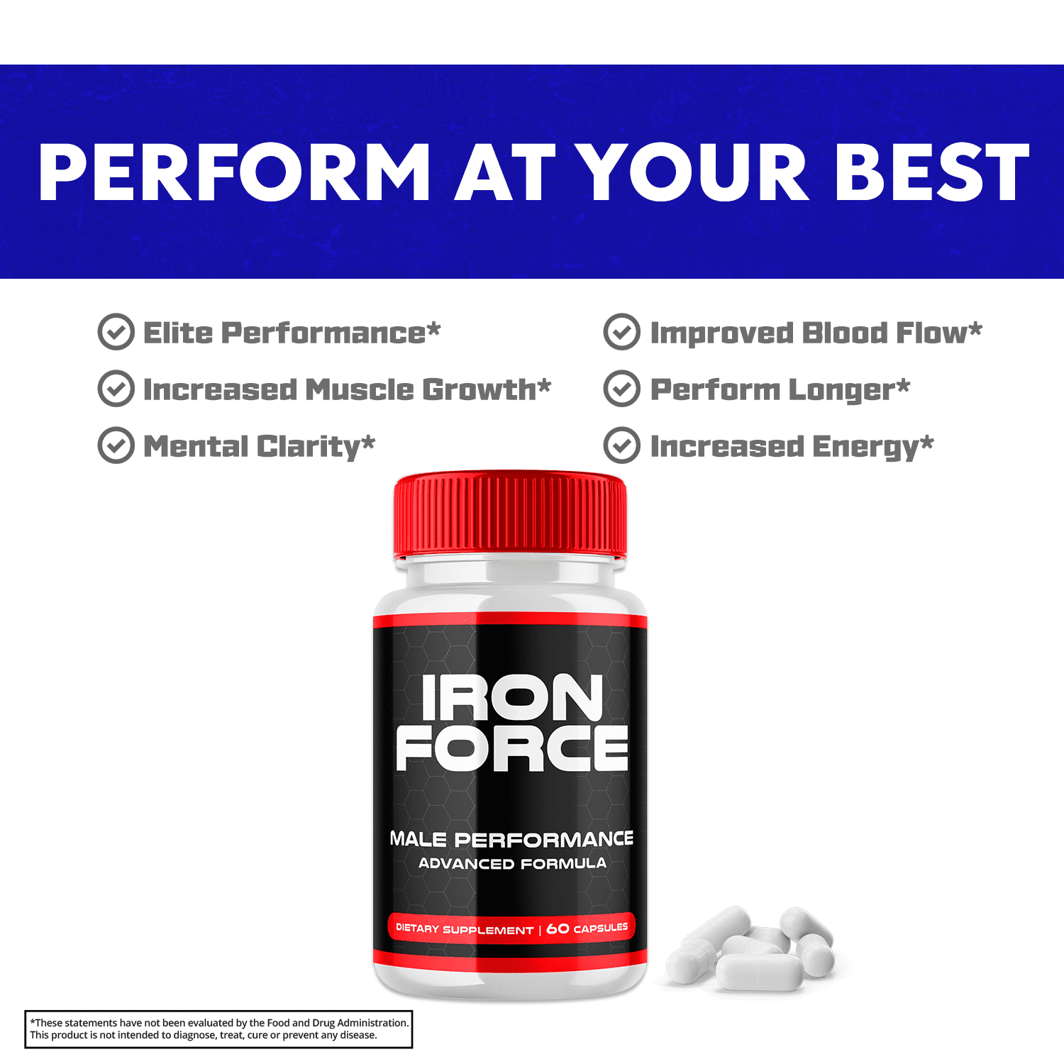 Iron Force Mens Support Formula Pills Advanced Supplement 90 Servings