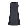 thumbnail image 5 of GaThRRgYP Women Sleeveless Casual Tank Top Dress Solid Loose Round Neck Pleated Cotton Linen Dress, 5 of 6