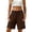 Brown, variant on Womens Shorts with Slits Pockets And Button Solid Color Loose Cotton Casual Wide Leg Shorts for Women