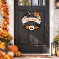 thumbnail image 7 of Halloween Decoration Wooden Ghost Door Wreath for Front Door Sign Wall Signs Pumpkin Bat Black Cat Happy Halloween Sign Hanging for Home Wall Decor Party Outdoor Indoor Supply,A, 7 of 7