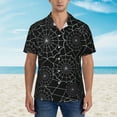 thumbnail image 2 of Kll Men'S Hawaiian Shirt Short Sleeve Button Down Beach Shirts-Spider Web Black, 2 of 7