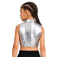 thumbnail image 2 of TiaoBug Shiny Sequin Crop Tops for Girls Hip-hop Dance Vest 70s Disco Party Stage Performance Outfit Silver 8, 2 of 7