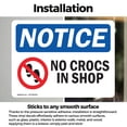 thumbnail image 3 of (2 Pack) No Crocs In Shop Sign With Symbol OSHA Notice Sign 7 Inch X 5 Inch Vinyl Label Decal Sticker Weather Resistant, UV Protected for Workplace, Business, and Construction Site,, 3 of 7