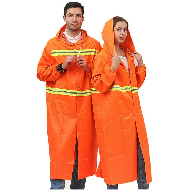 Unisex Reflective Raincoat High Visibility Safety Long Section Fluorescent Clothes Outdoor Working Hooded Waterproof Clothing Walmart