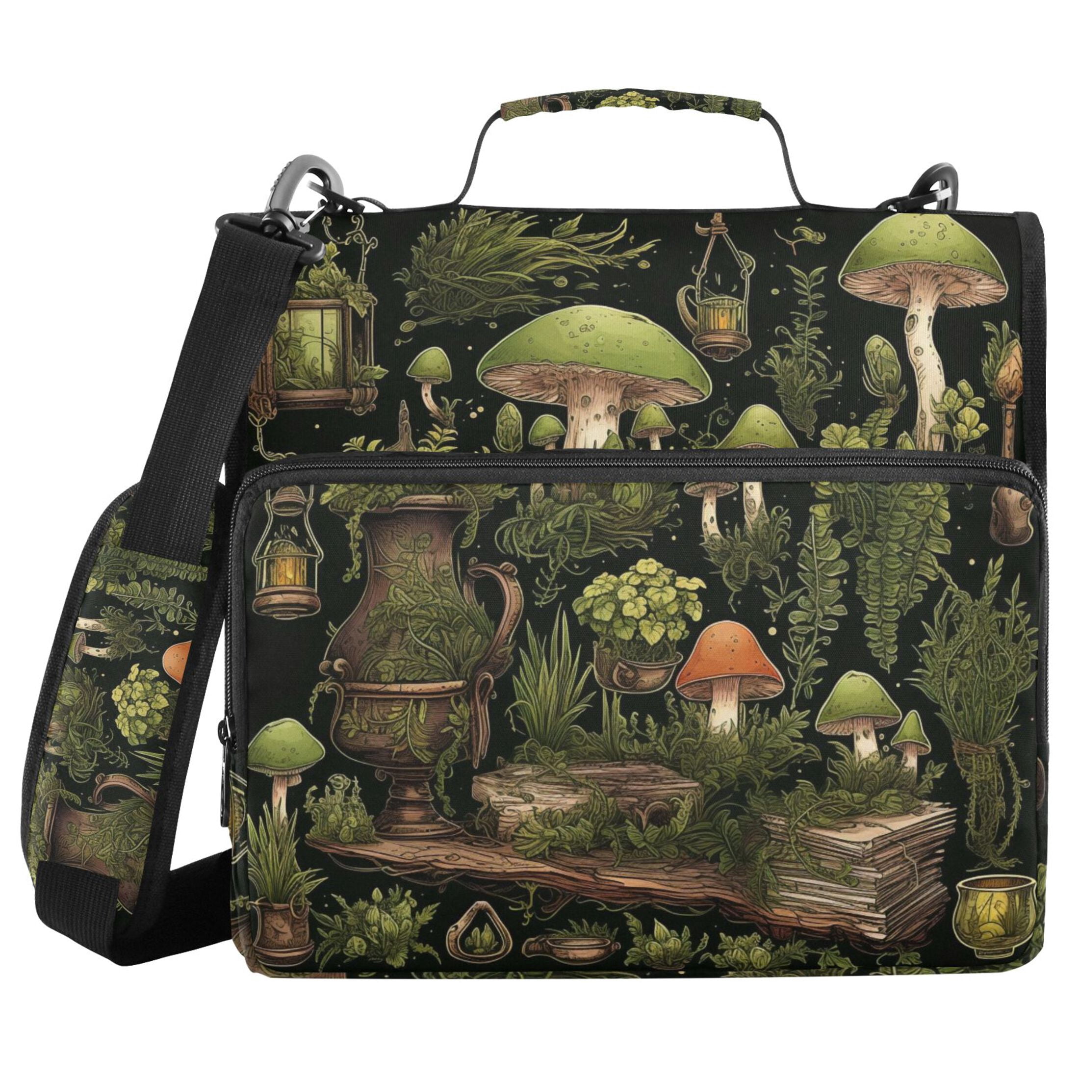 ALAZA Zipper Binder Bag Mushrooms Green 3 Ring File Folder Binder Organizer Bag