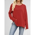 thumbnail image 4 of Oversized Sweaters for Women Casual Long Sleeve Crewneck Knit Cozy Pullover Sweater Jumper Top Red M, 4 of 8
