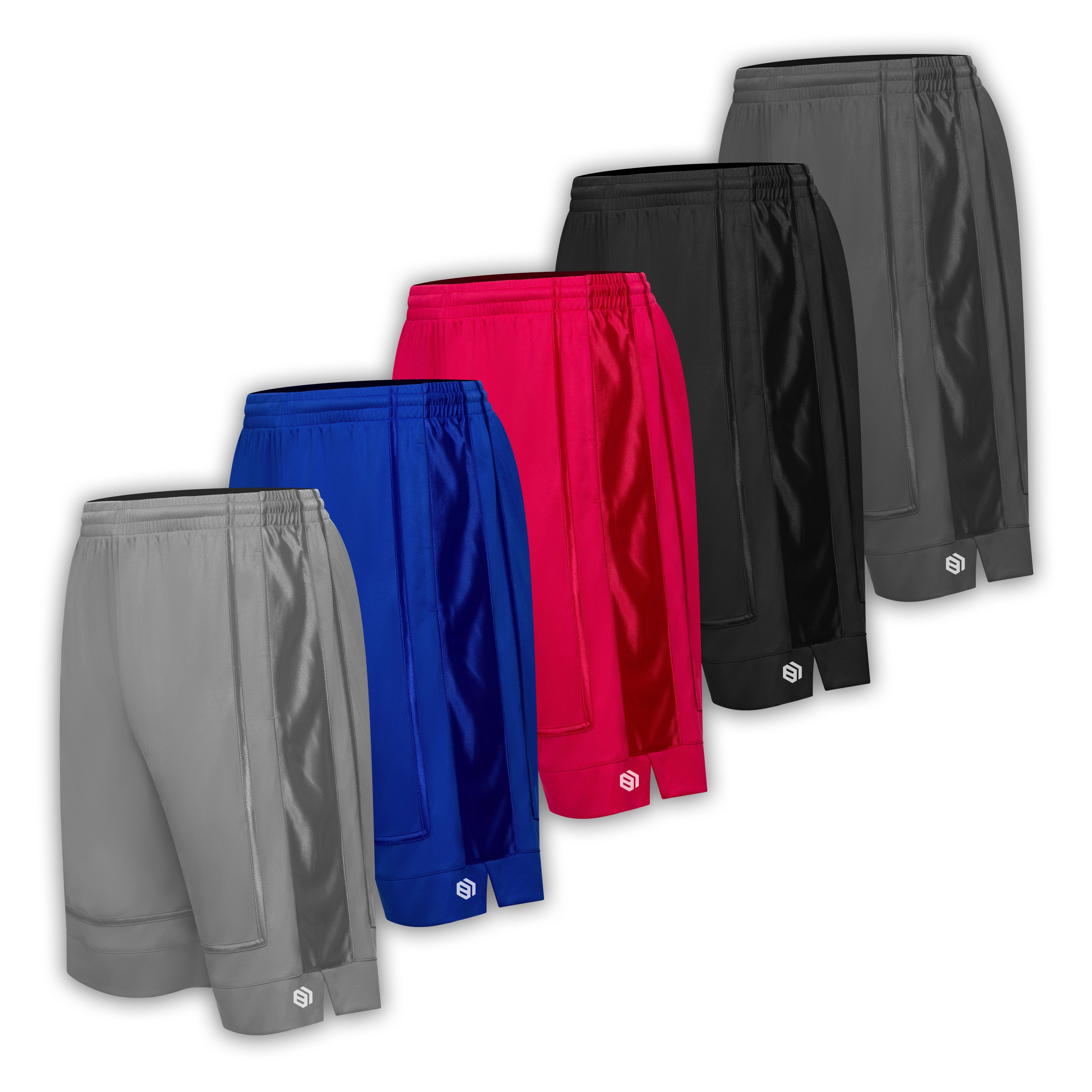 Men's Premium Active Athletic Performance Shorts with Pockets 5 Pack