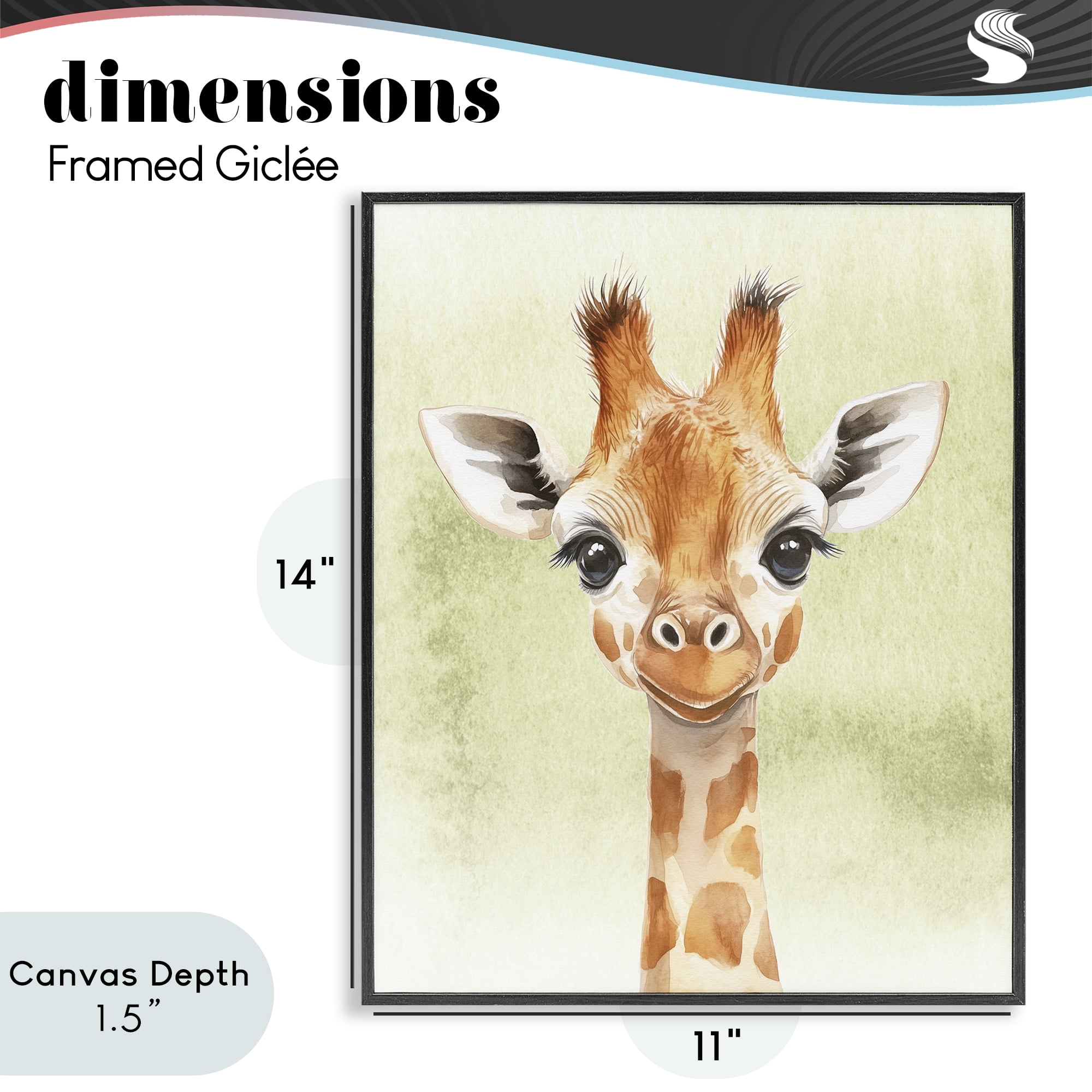 Stupell Industries Jungle Friends Baby Giraffe Black Framed Giclee Art, design by Christine Simpson Art